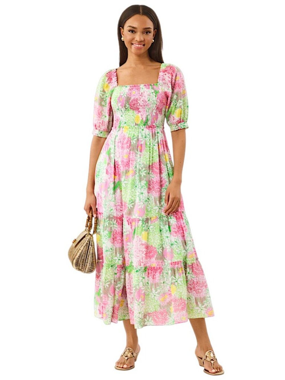Lilly Pulitzer Hadly Smocked Maxi Dress in Mum Patch NWT - Size Small - Picture 2 of 8